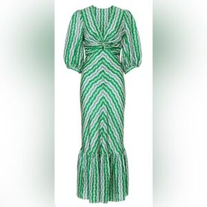 Sandro Long Sleeve Dress with Green and Blue Pattern
